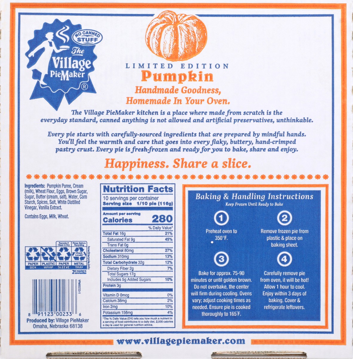 slide 2 of 12, The Village PieMaker Village Pumpkin Pie, 2.5 lb