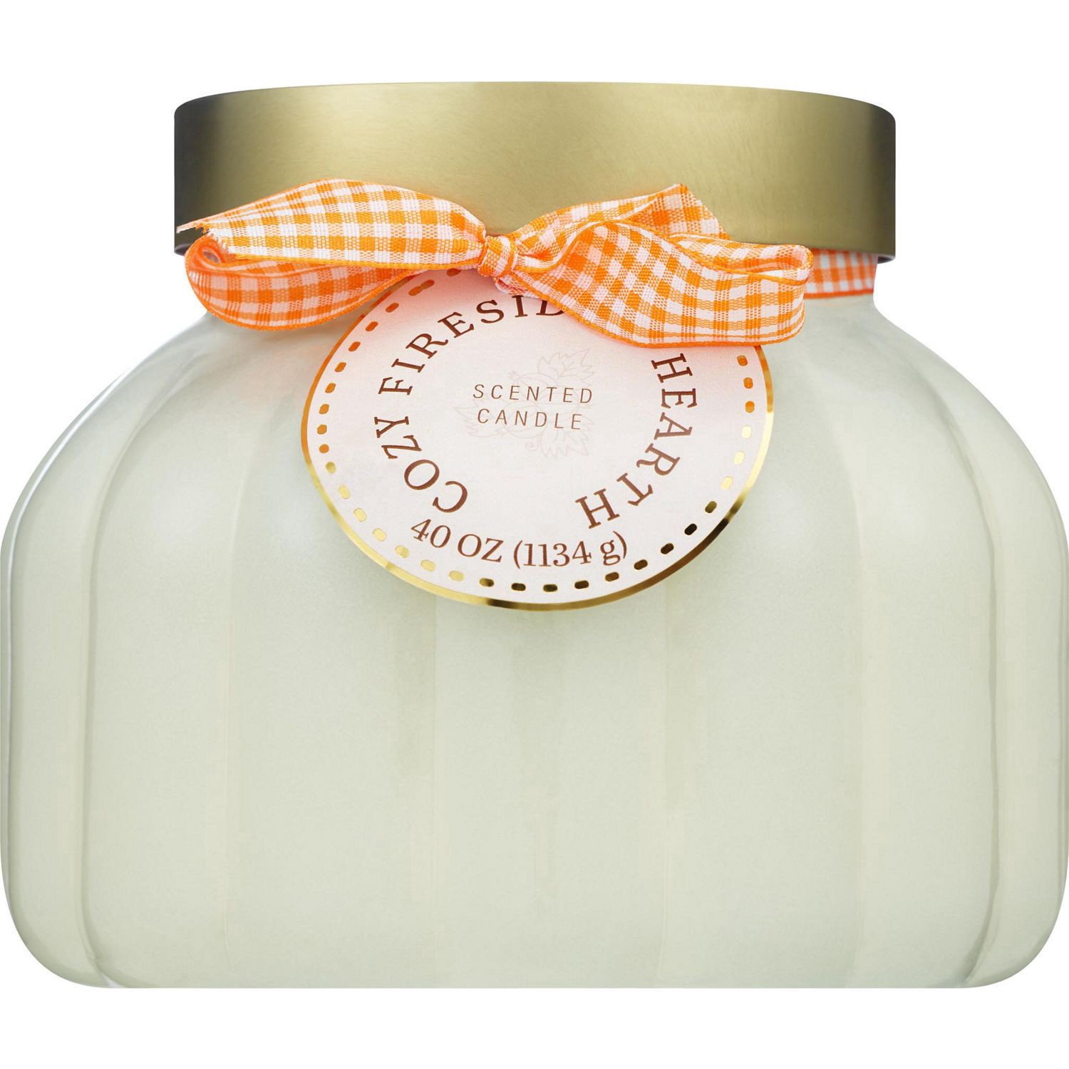 slide 4 of 4, NON BRAND 40oz Pumpkin Glass Candle - Fireside And Harvest, 14 oz