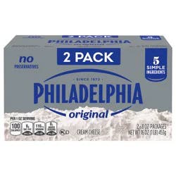 Philadelphia Cream Cheese, 2 Blocks, for Recipes and Baking, Original, No Artificial Preservatives, Flavors or Dye, 8 oz