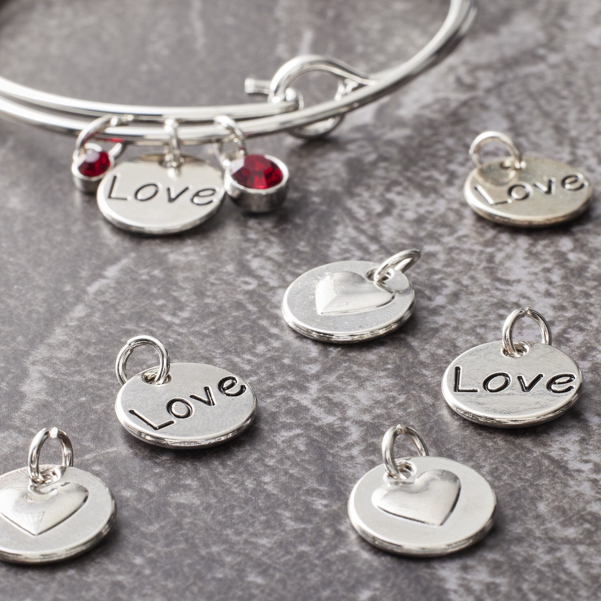 slide 2 of 2, Rhodium-Colored Reverse Heart Charm Set By Bead Landing, 1 ct