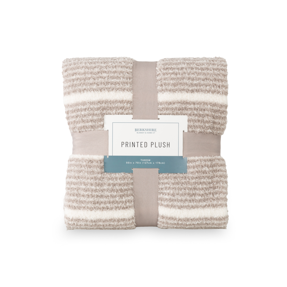 slide 1 of 4, BERKSHIRE BLANKET Berkshire Printed Retro Comfort Plush Throw Light Grey, 50 in x 70 in, 50 x 70 
