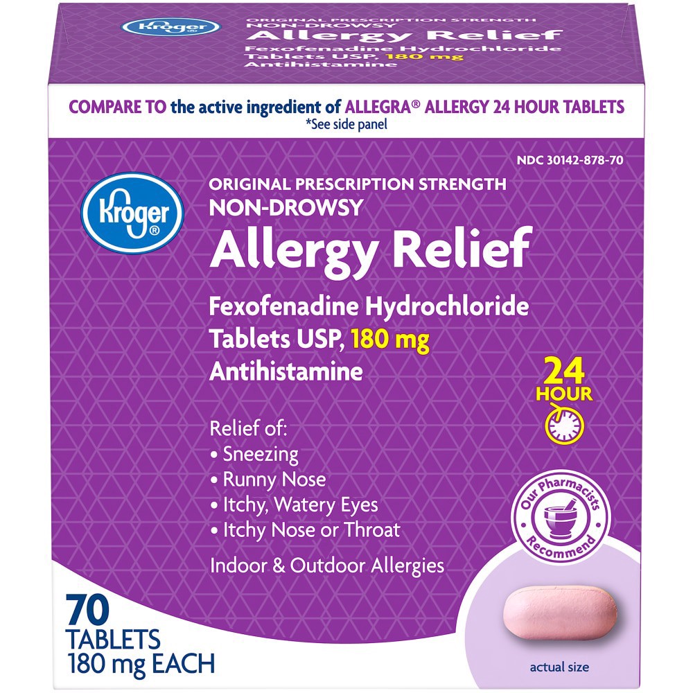 slide 2 of 3, Kroger Non-Drowsy Allergy Relief Tablets, 70 ct