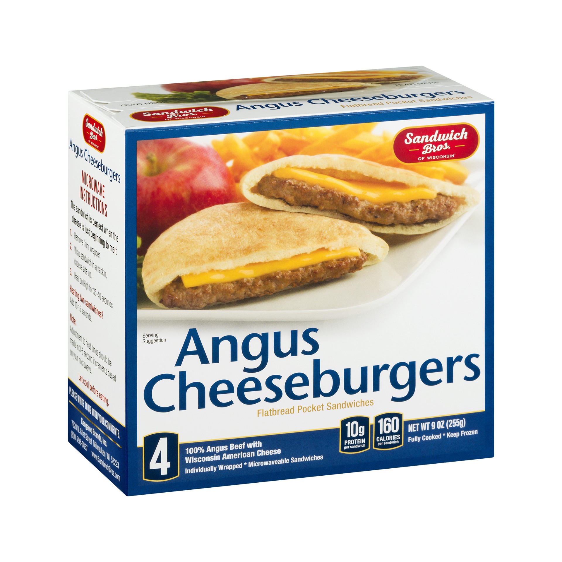 slide 3 of 3, Sandwich Bros. Angus Cheeseburgers Flatbread Pocket Sandwiches, 9 oz, 4 Count, 9 oz