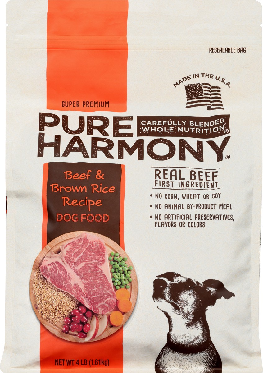 slide 1 of 9, Pure Harmony Super Premium Beef & Brown Rice Recipe Dog Food 4 lb, 4 lb