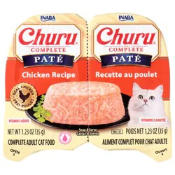 Inaba Churu Complete Pate for Cats, Grain-Free, High Protein & Moisture, Wet Cat Food with Fish Oil, 1.23 oz per Serving, 2 Servings, Chicken Recipe