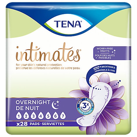 slide 1 of 1, Tena Intimates Pads Overnight, 28 ct