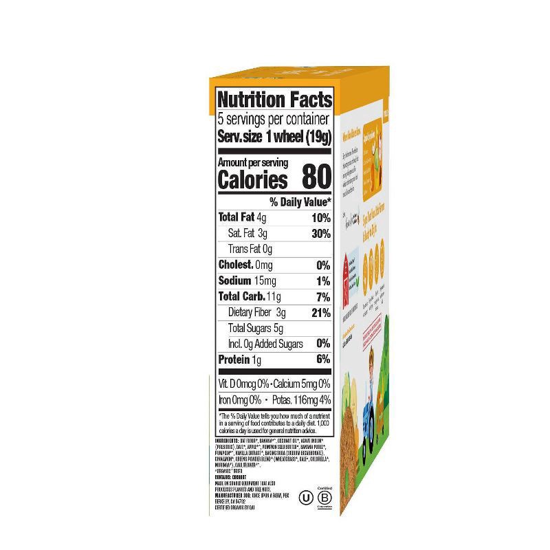 slide 5 of 8, Once Upon a Farm Organic Tractor Wheels Toddler Bar, Banana, Pumpkin & Cauliflower 5 Count, 5 ct