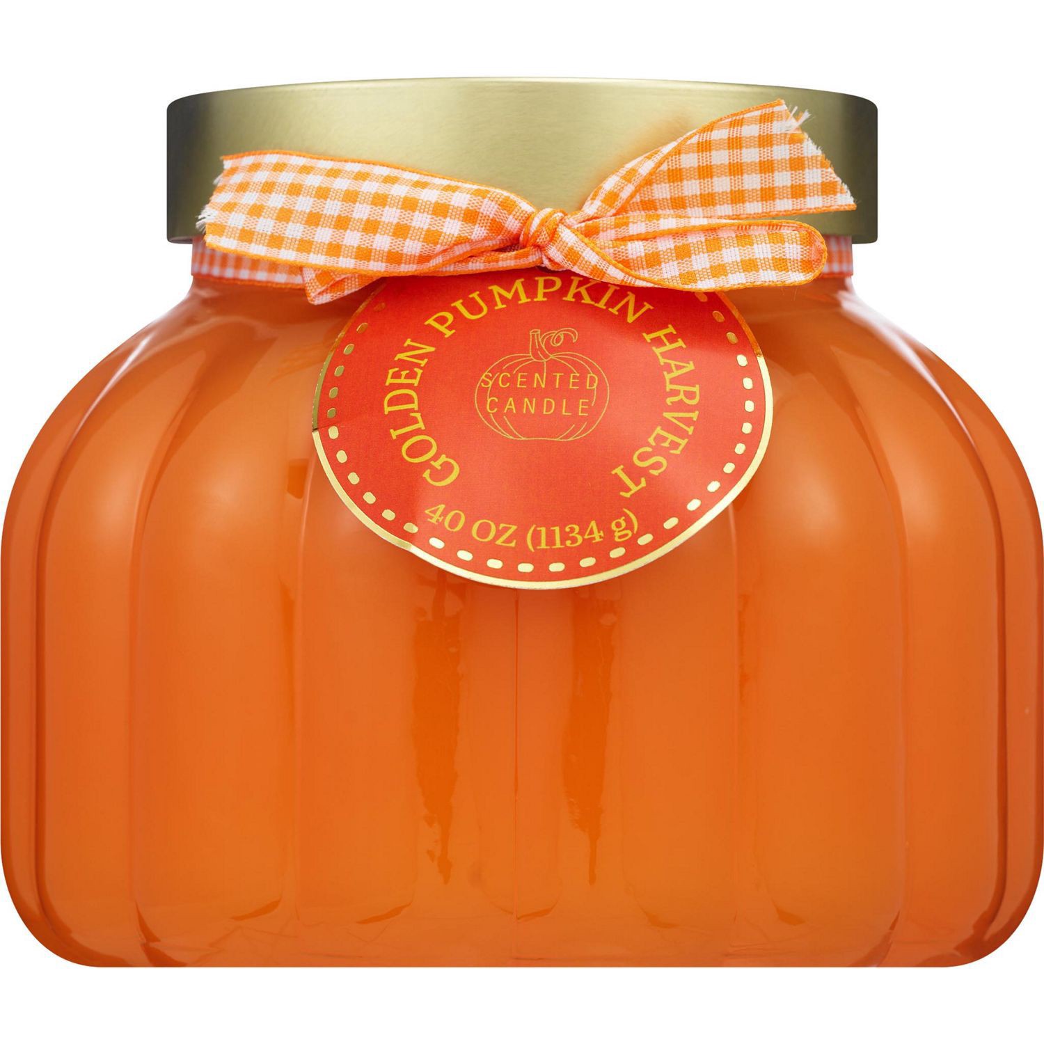 slide 2 of 3, CVS Supreme Lights Pumpkin-Shaped Glass Candle, Assorted Colors, 40 Oz, 14 oz