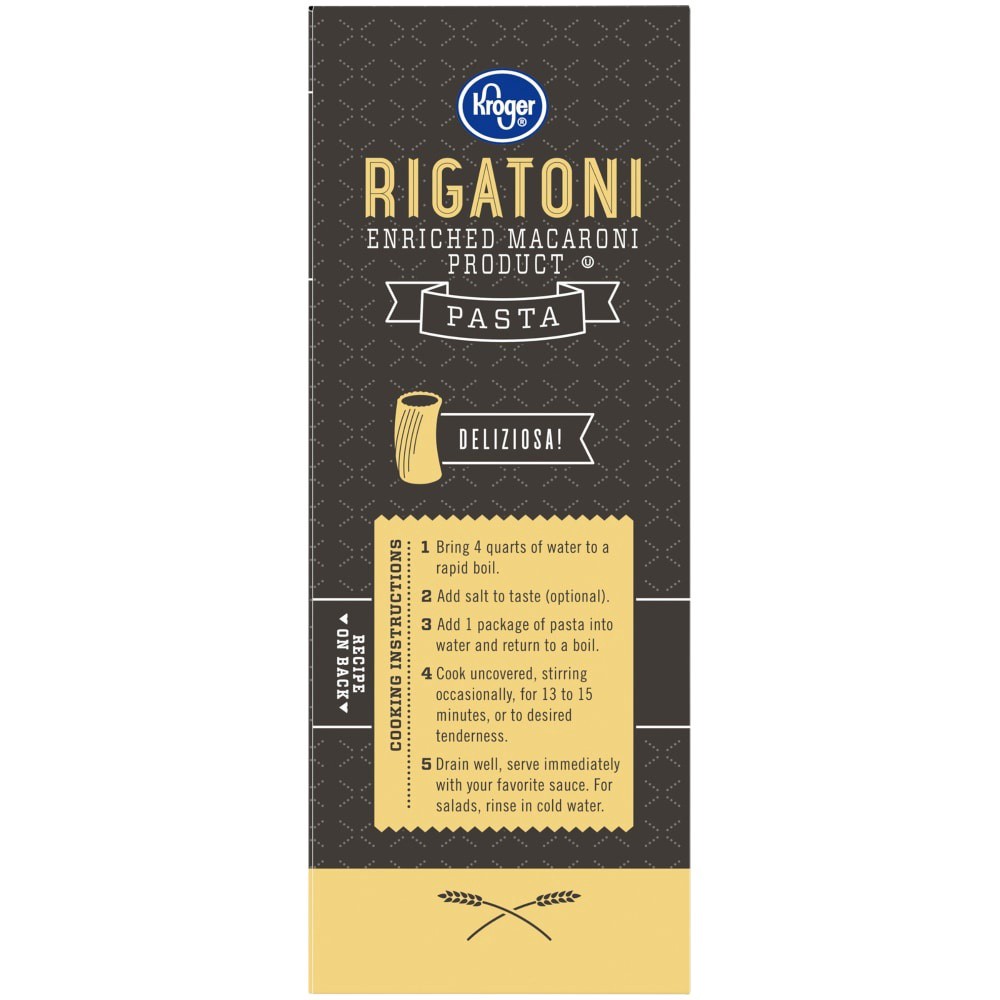 slide 3 of 6, Kroger Enriched Rigatoni Pasta, 16 oz