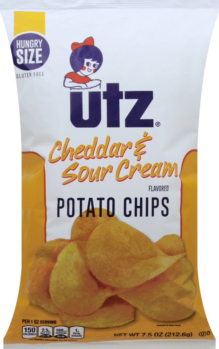 slide 5 of 5, Utz Cheddar & Sour Cream Chips, 7.5 oz