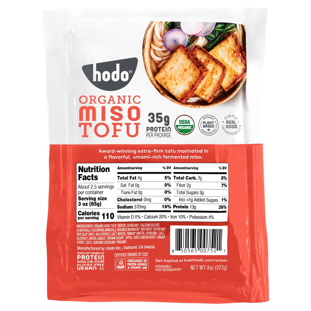 slide 1 of 3, Hodo Organic Miso Extra Firm Tofu - 8 OZ, 8 oz