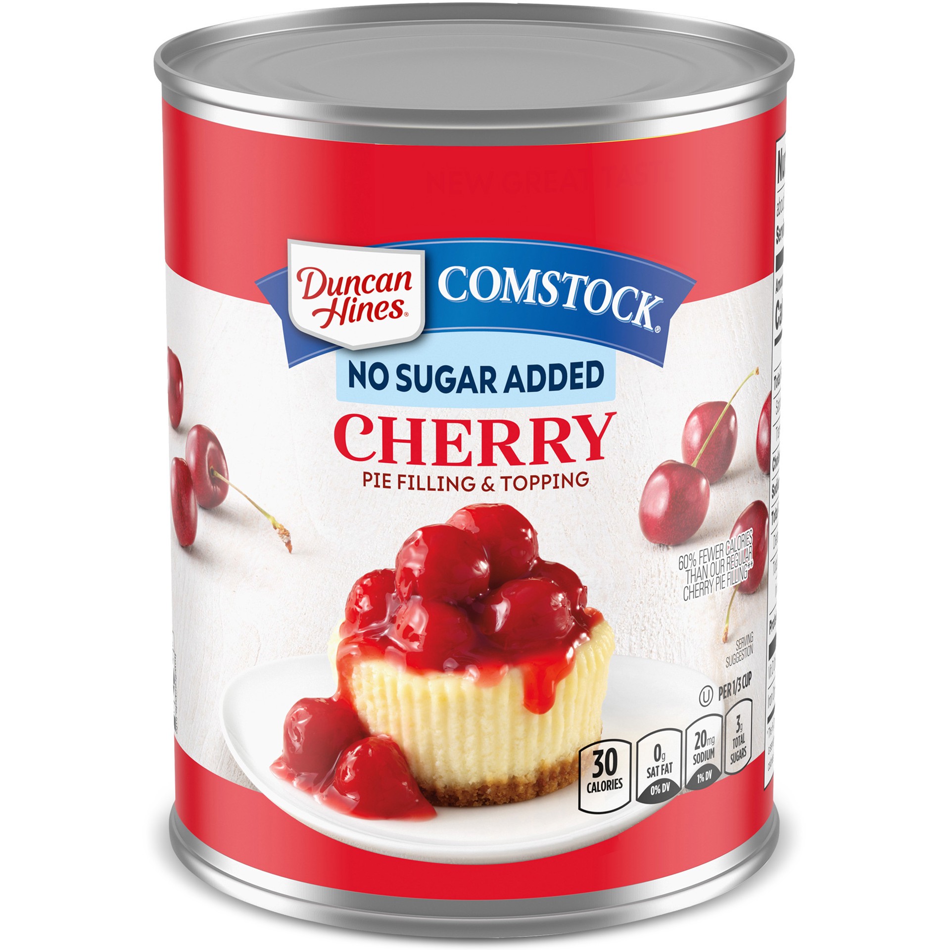 slide 1 of 4, Comstock No Sugar Added Cherry Pie Filling and Topping, 20 oz., 20 oz