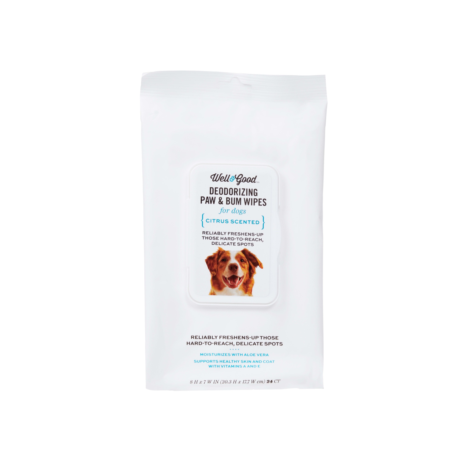 slide 1 of 1, Well & Good Deodorizing Paw and Bum Dog Wipes, 24 ct