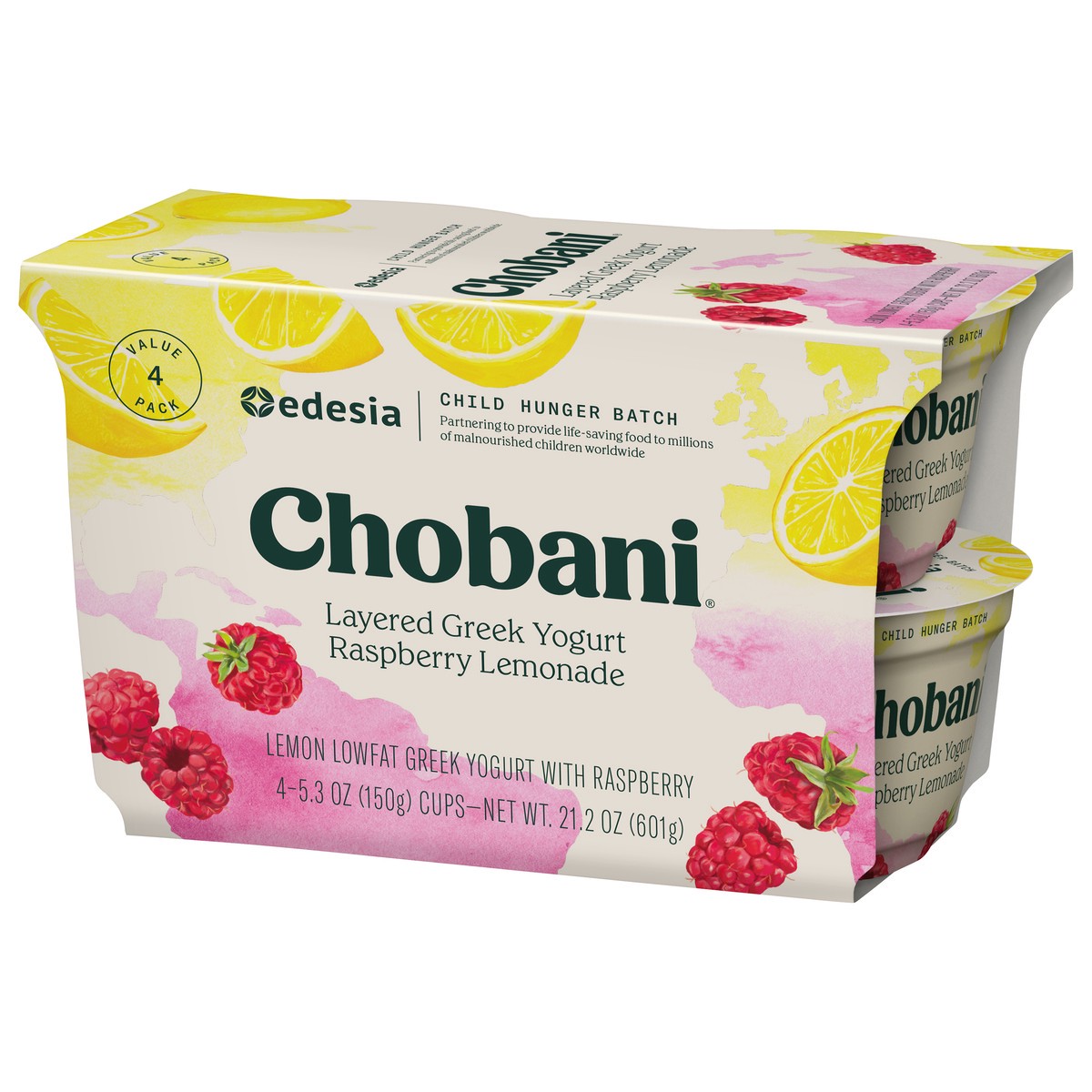 slide 9 of 9, Chobani Reduced Fat Greek Yogurt Raspberry Lemonade 5.3oz 4PK, 4 ct