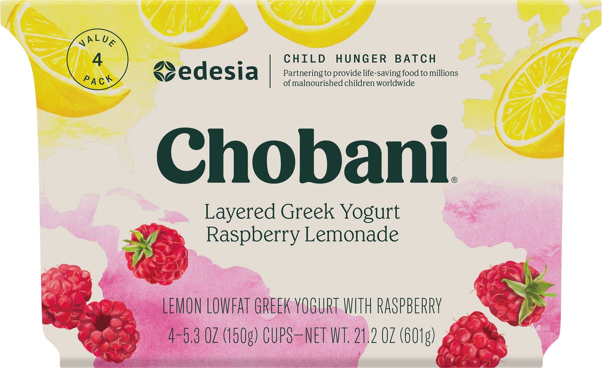 slide 7 of 9, Chobani Reduced Fat Greek Yogurt Raspberry Lemonade 5.3oz 4PK, 4 ct