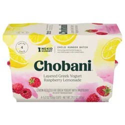 Chobani Reduced Fat Greek Yogurt Raspberry Lemonade 5.3oz 4PK