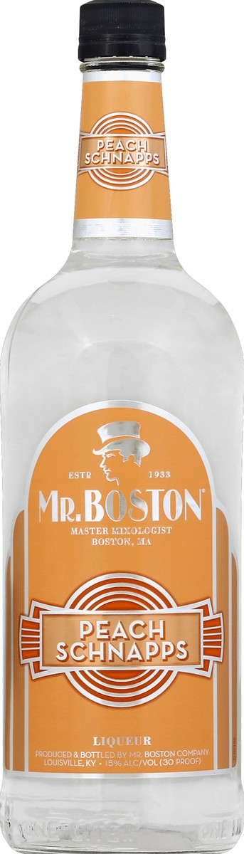 slide 1 of 2, Mr. Boston Peach Schnapps Liqueur 1L Bottle – 30 Proof, 15% ABV, 1 liter