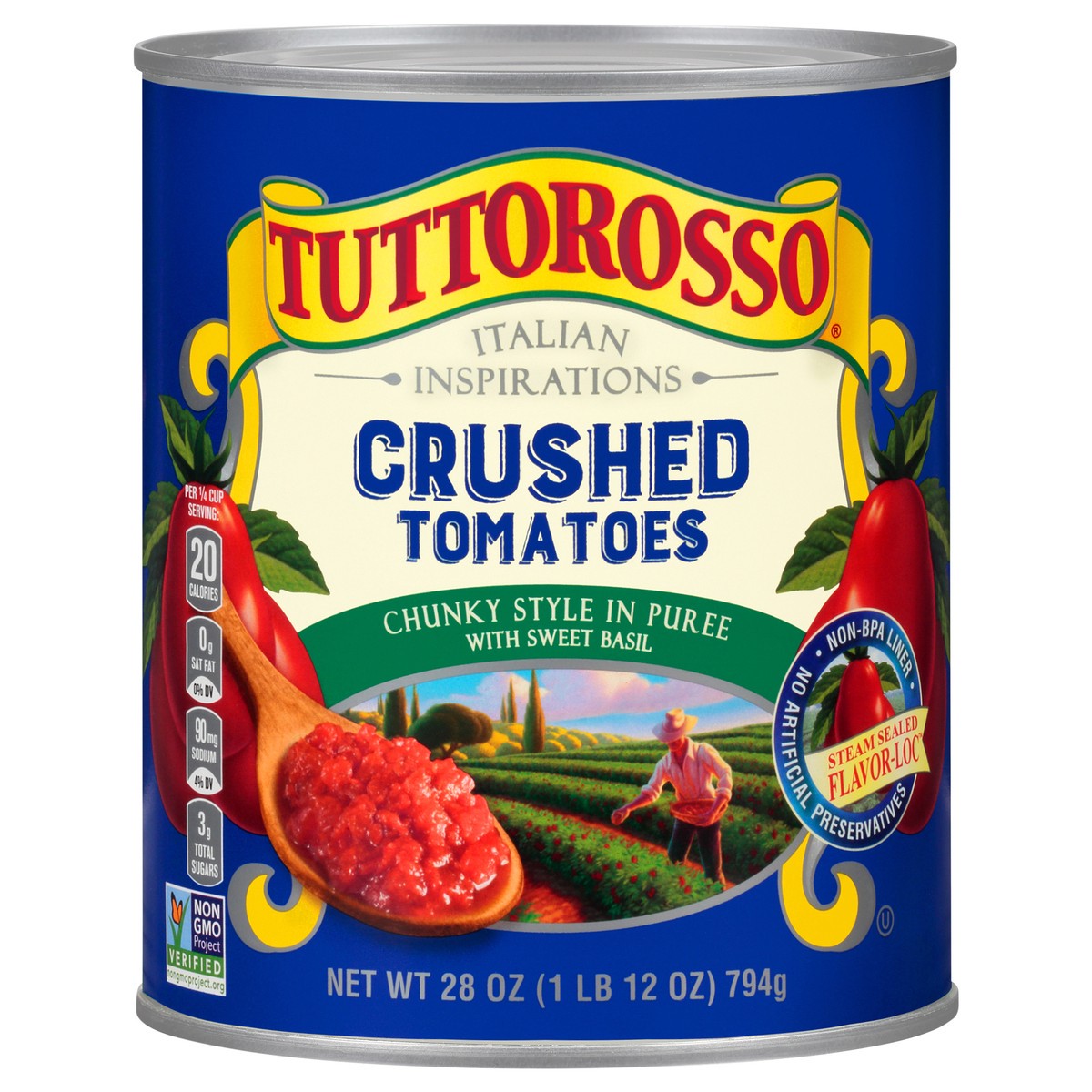 slide 3 of 12, Tuttorosso Crushed Tomatoes Chunky Style In Puree With Sweet Basil, 28 oz