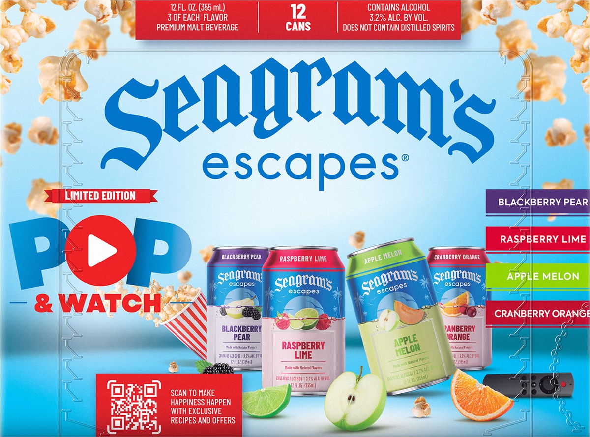 slide 5 of 9, Seagram's Italian Ice Variety Pack - 12pk/12oz cans, 144 fl oz