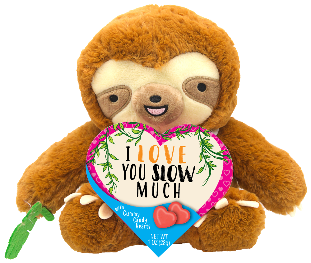 slide 1 of 1, Frankford Sloth Plush With Gummy Heart Candy Box, 1 oz