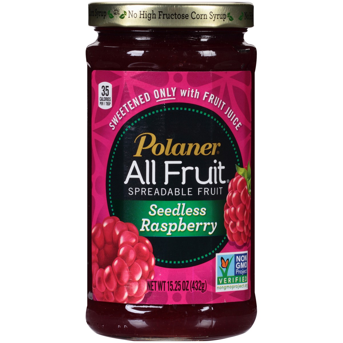 slide 5 of 7, Polaner All Fruit Gluten Free Seedless Raspberry Spreadable Fruit, Raspberry Fruit Spread, 15.25 OZ, 15.25 oz