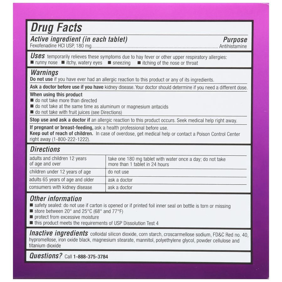 slide 3 of 4, Walgreens Wal-Fex 24 Hour Allergy Tablets, 90 ct