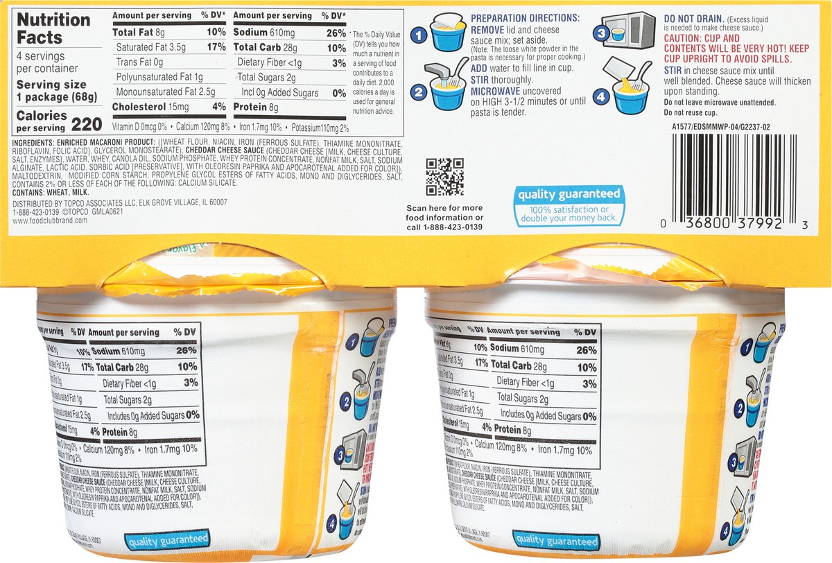 slide 10 of 11, Food Club Original Deluxe Shells & Cheese Microwave Cups, 9.56 oz