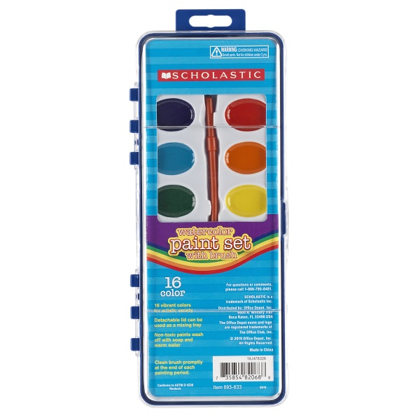 slide 1 of 2, Scholastic 16-Color Watercolor Paint Set With Brush, 1 ct