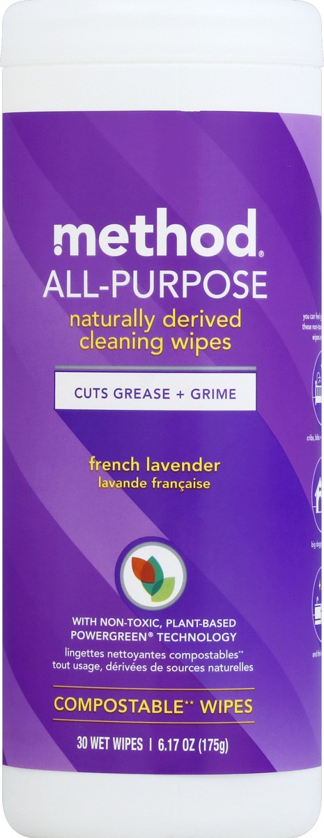 slide 5 of 6, method All-Purpose Cleaning Wipes, Lavender, 30 ct; 6.17 oz