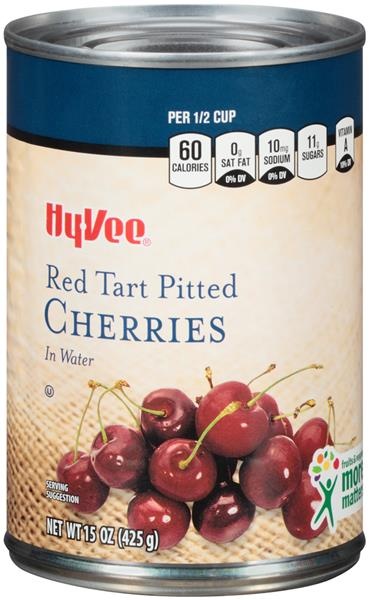 slide 1 of 1, Hy-vee Red Tart Pitted Cherries In Water - 15 oz, 15 oz