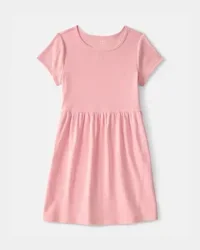 Carters Girls Rib Short-Sleeve Dress - Pink Pink 10