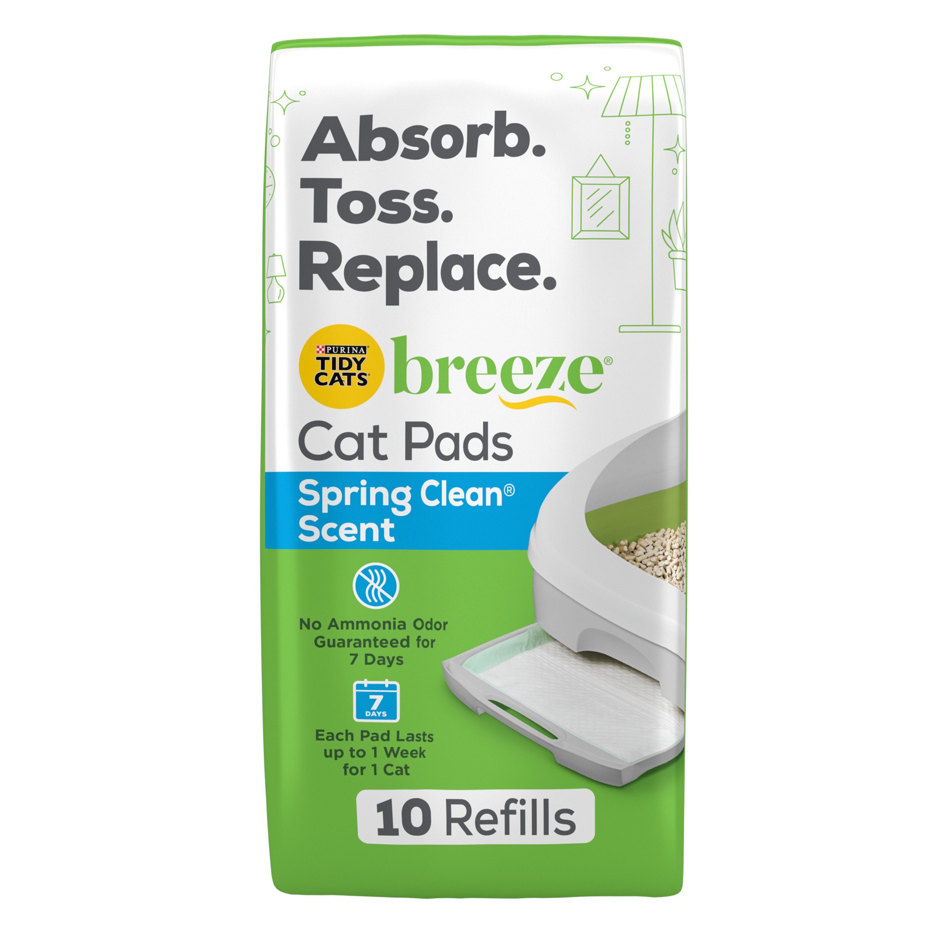 slide 1 of 9, Tidy Cats Breeze Litter System Cat Pad Refills 10ct. Pack Tidy Cats Cat Litter Pads, 1.12 lb