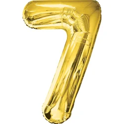 Shape Number 7 Gold Air-Filled Balloon