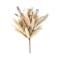Cream Rice Bush with Green & Burgundy Eva Leaves - 18 in