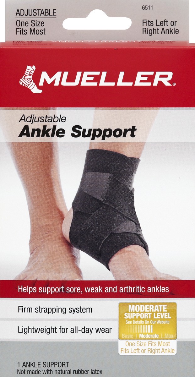 slide 4 of 4, Mueller Moderate Adjustable Ankle Support 1 ea Box, 1 ct