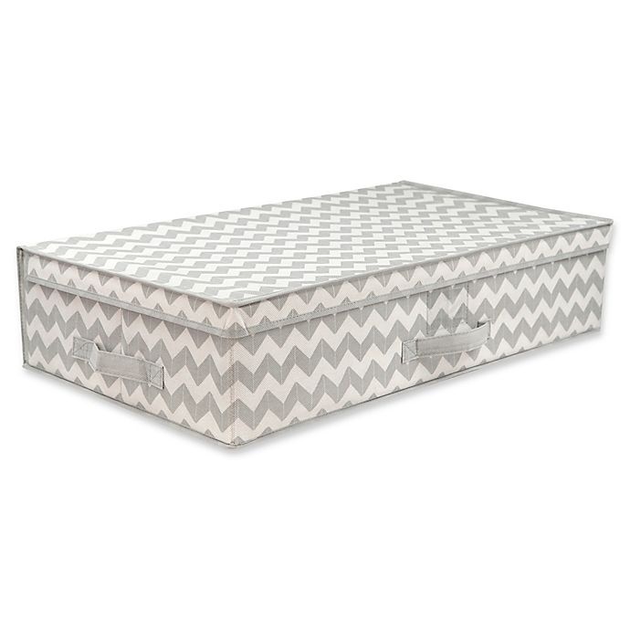 slide 1 of 1, Home Basics Chevron Under-the-Bed Storage Box with Lid - Grey, 1 ct