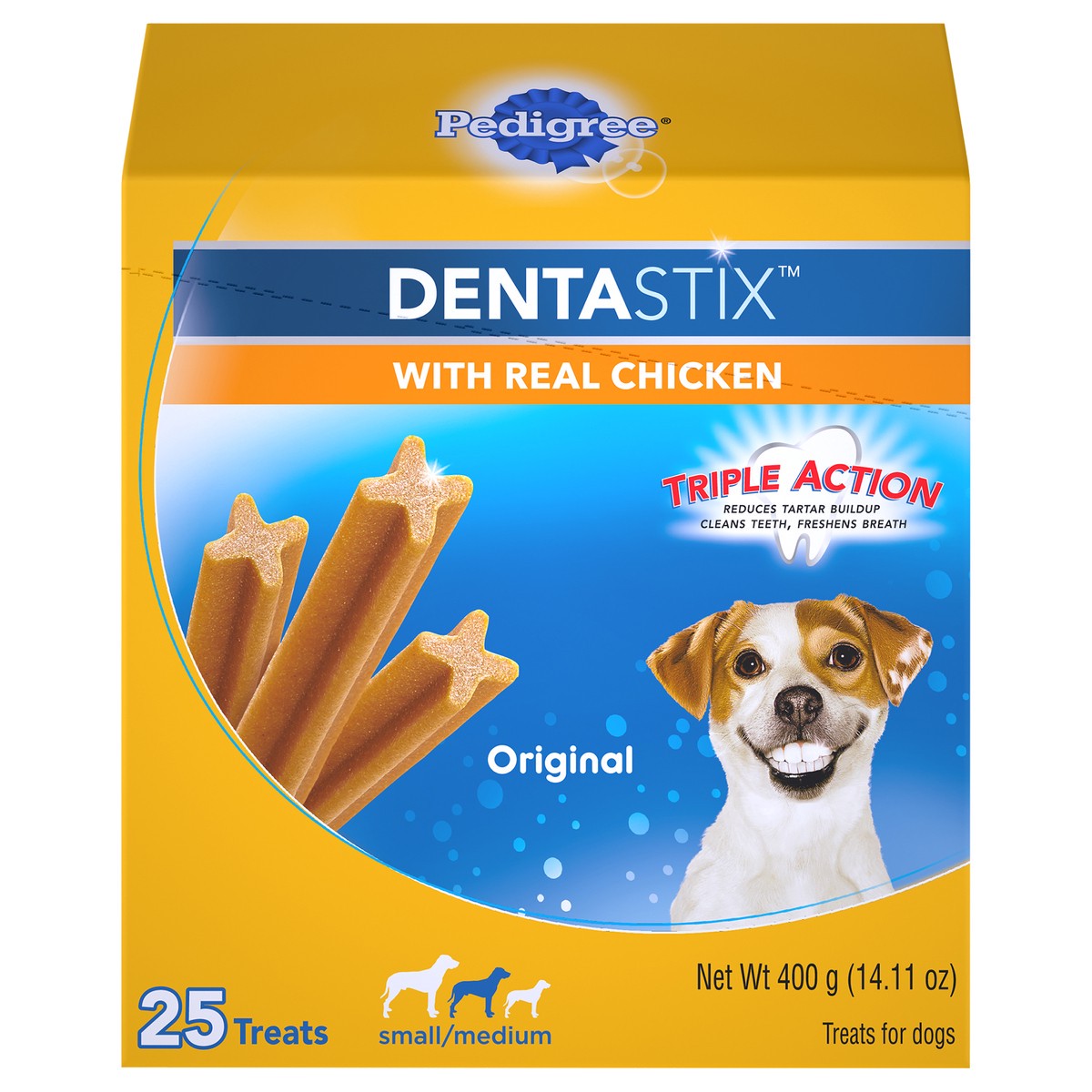 slide 1 of 10, Dentastix Original Small/Medium Treats For Dogs 25 Treats, 14.1 oz