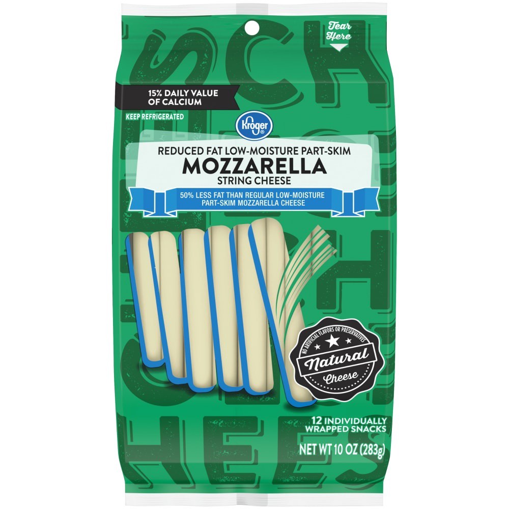 slide 3 of 4, Kroger Reduced Fat Mozzarella String Cheese, 10 oz