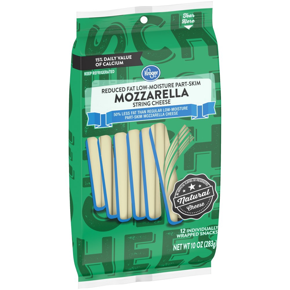 slide 3 of 4, Kroger Reduced Fat Mozzarella String Cheese, 10 oz
