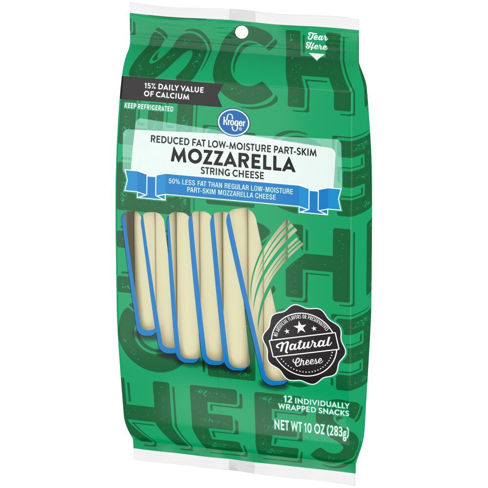 slide 2 of 4, Kroger Reduced Fat Mozzarella String Cheese, 10 oz