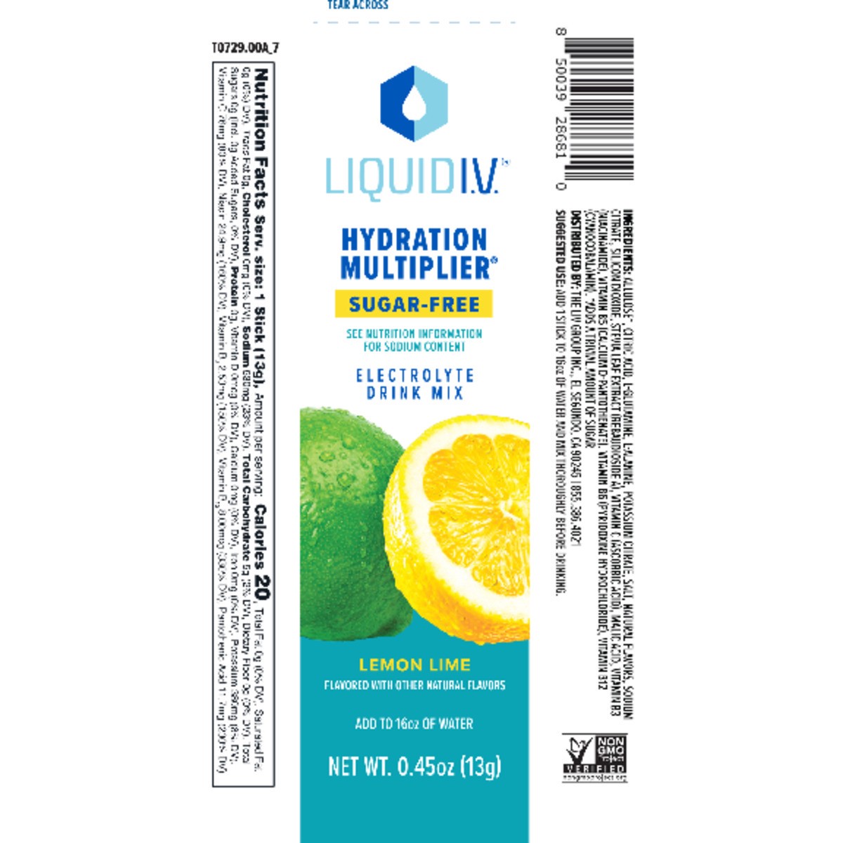slide 4 of 7, Liquid I.V. Sugar Free Lemon Lime Single Serve - 0.45 oz, 0.45 oz