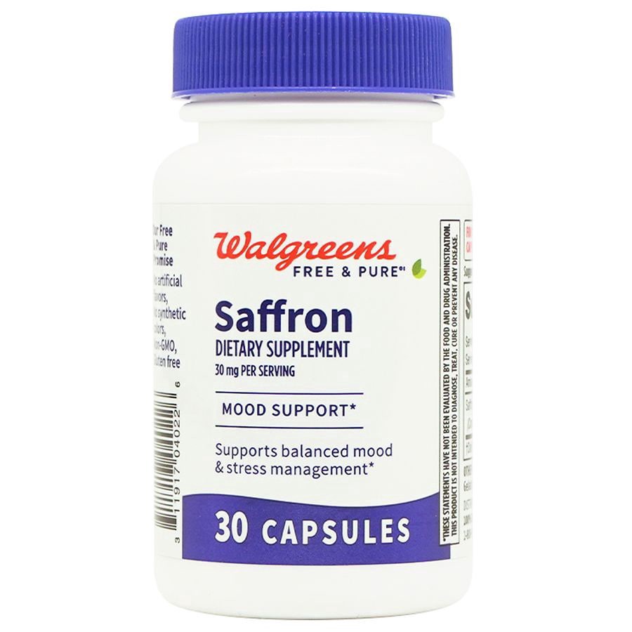 slide 1 of 5, Walgreens Free & Pure Saffron 30mg Capsule, 30 ct