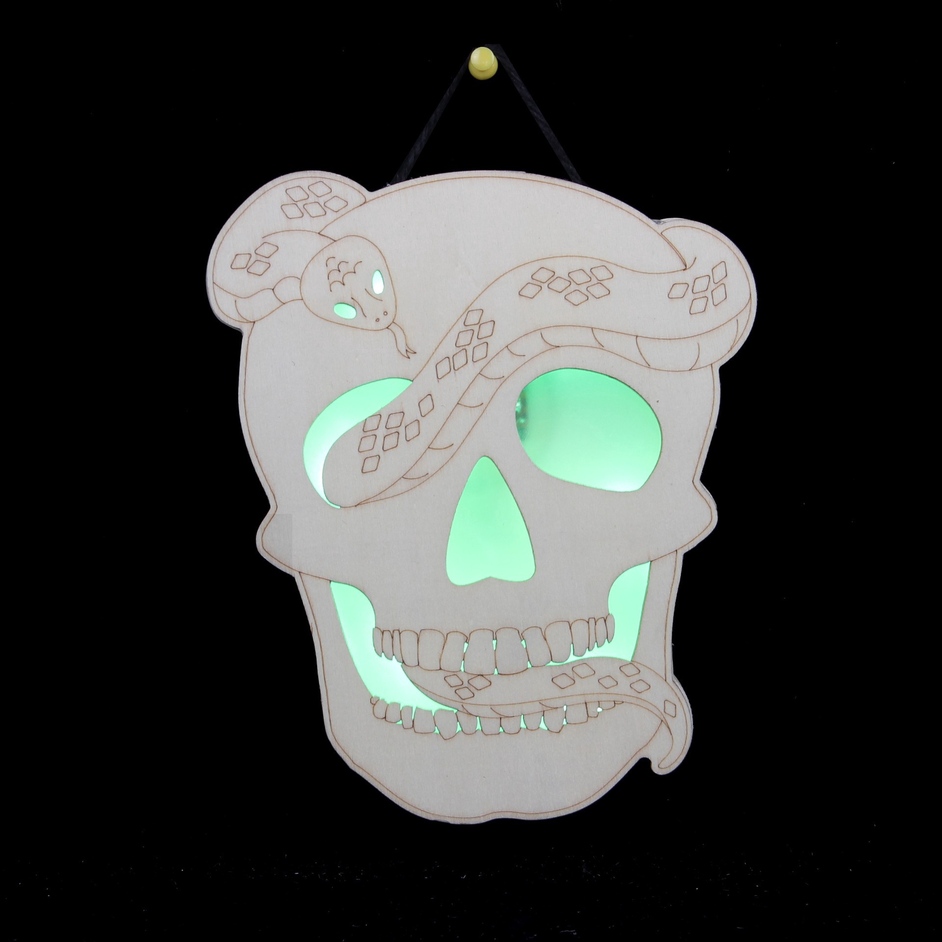 slide 3 of 3, 8" Skull With Snake Diy Led Plywood Decor By Make Market, 8 in