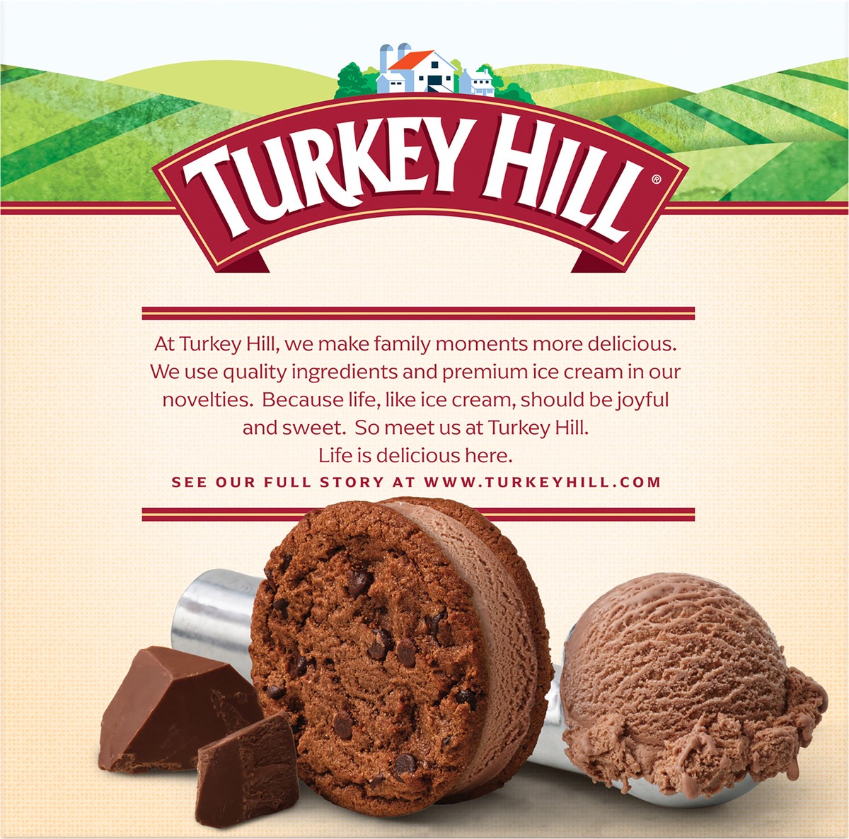 slide 4 of 4, Turkey Hill Chocolate & Double Chocolate Chip Ice Cream Cookie Sandwich, 4 ct