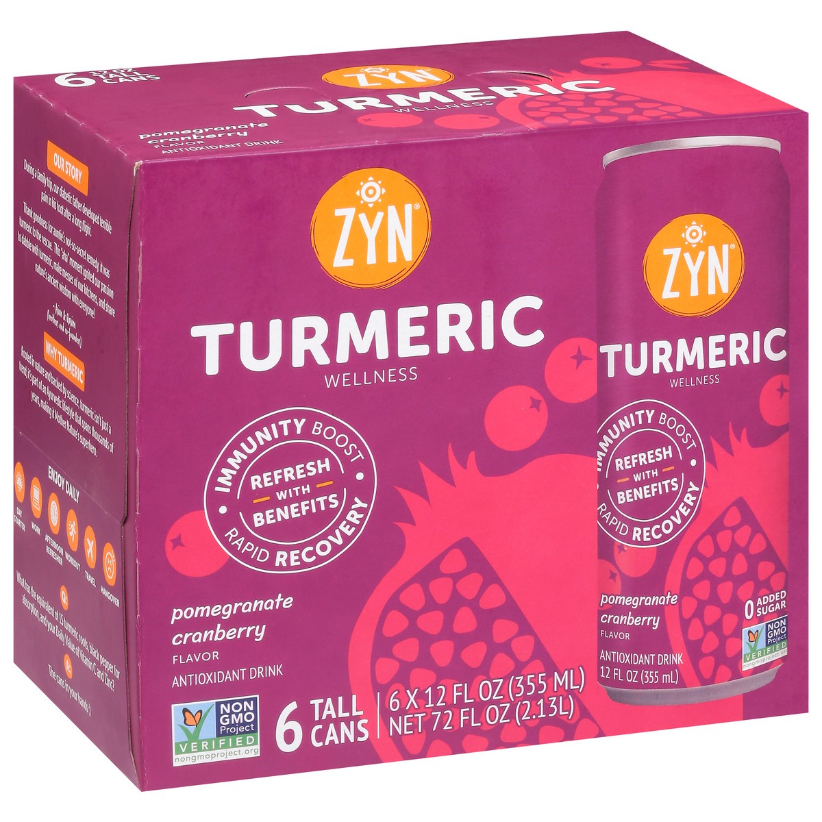 slide 11 of 13, Zyn Pomegranate Cranberry Flavor Turmeric Wellness Antioxidant Drinks, 6 ct
