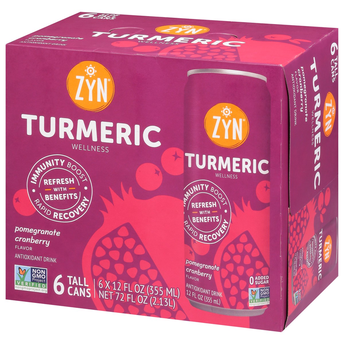 slide 10 of 13, Zyn Pomegranate Cranberry Flavor Turmeric Wellness Antioxidant Drinks, 6 ct