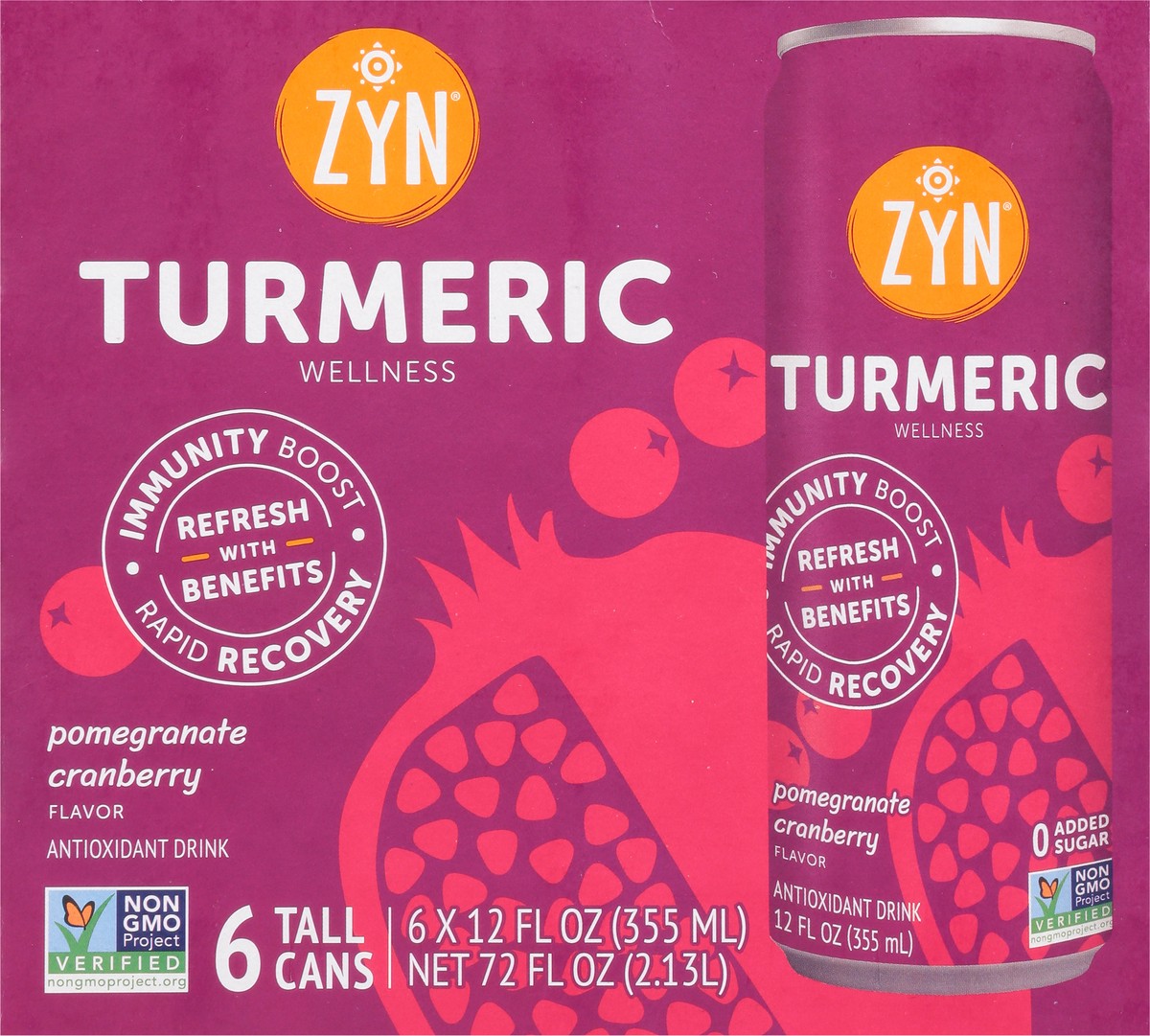 slide 13 of 13, Zyn Pomegranate Cranberry Flavor Turmeric Wellness Antioxidant Drinks, 6 ct