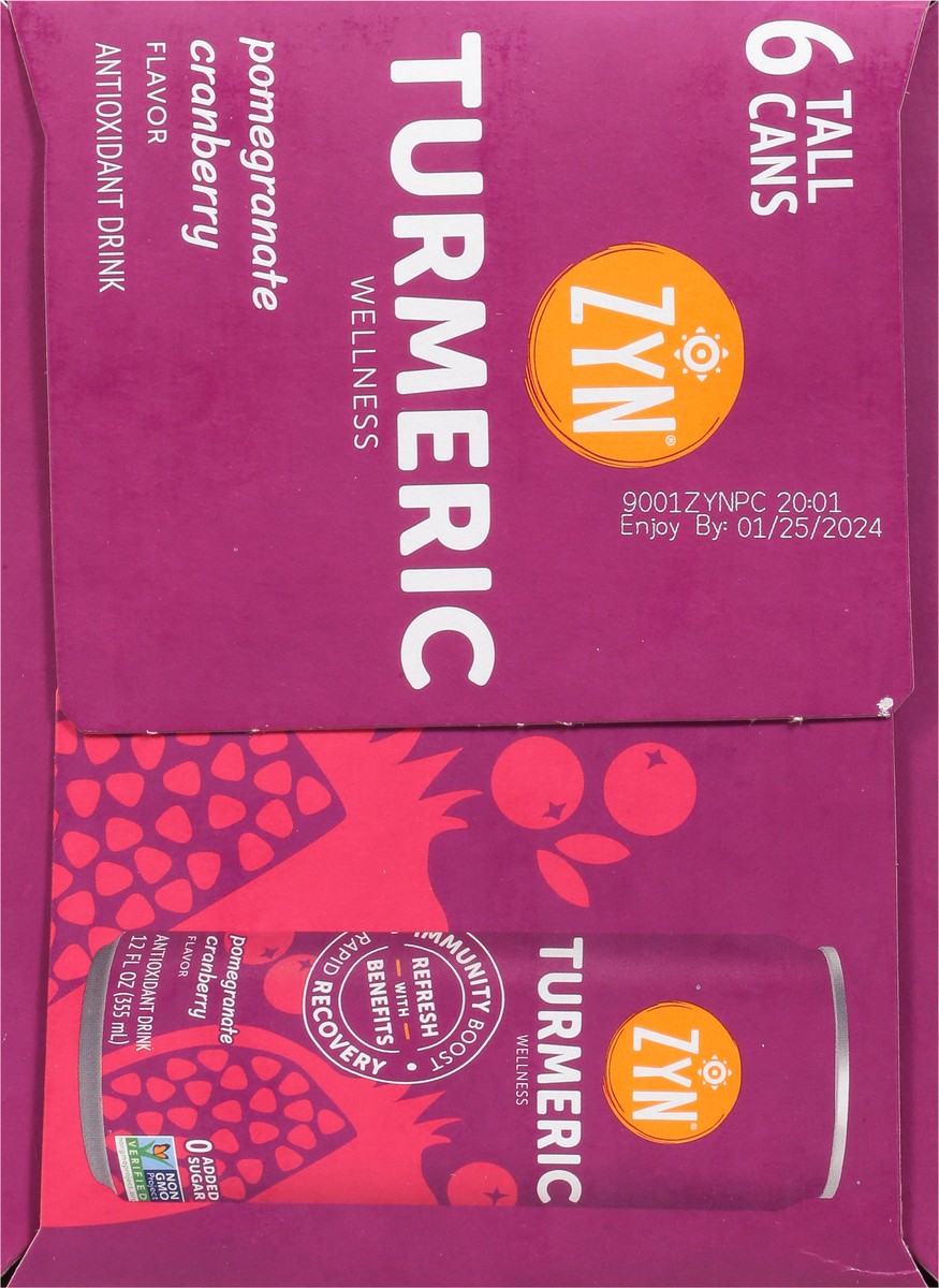 slide 5 of 13, Zyn Pomegranate Cranberry Flavor Turmeric Wellness Antioxidant Drinks, 6 ct