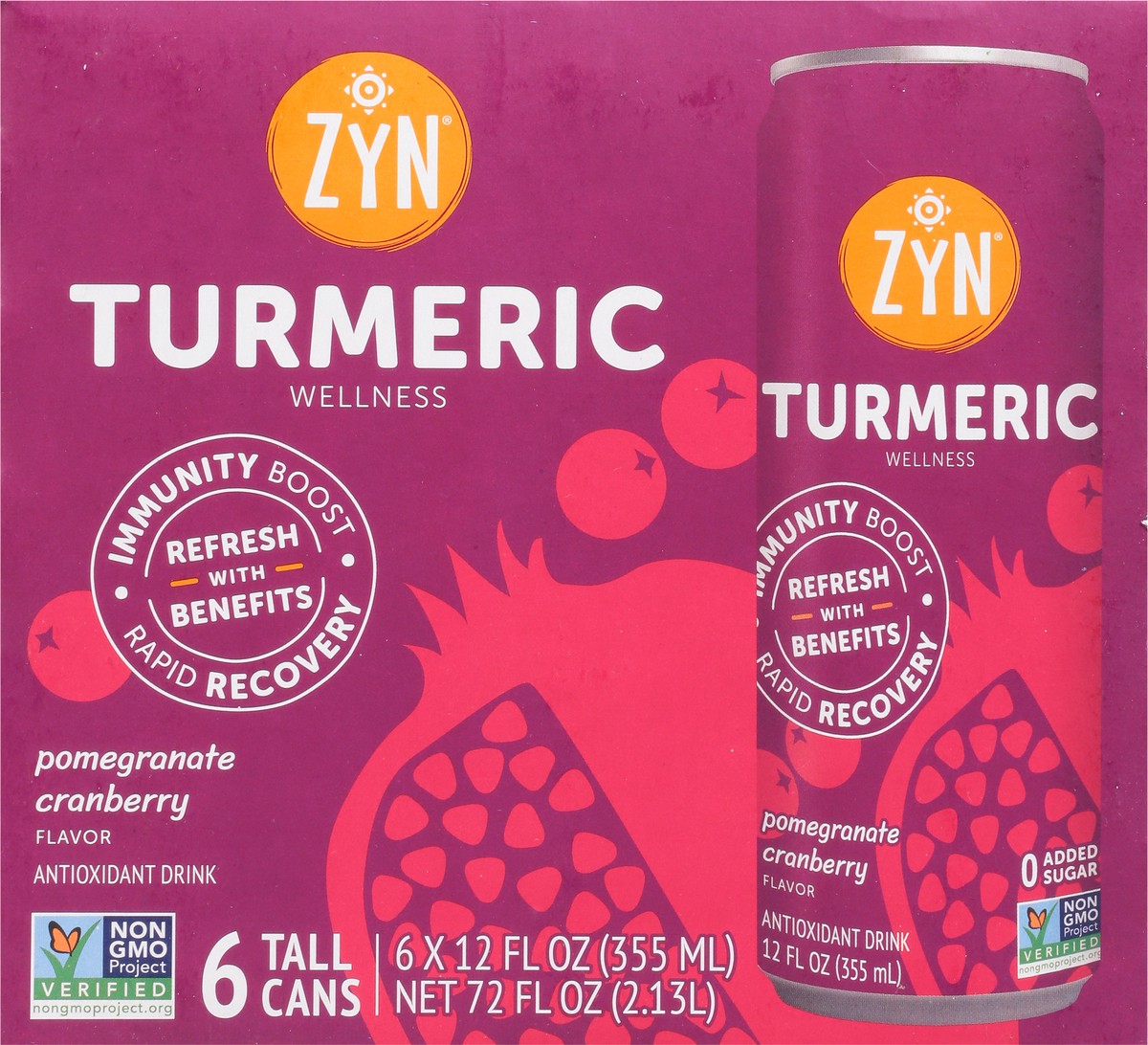 slide 8 of 13, Zyn Pomegranate Cranberry Flavor Turmeric Wellness Antioxidant Drinks, 6 ct