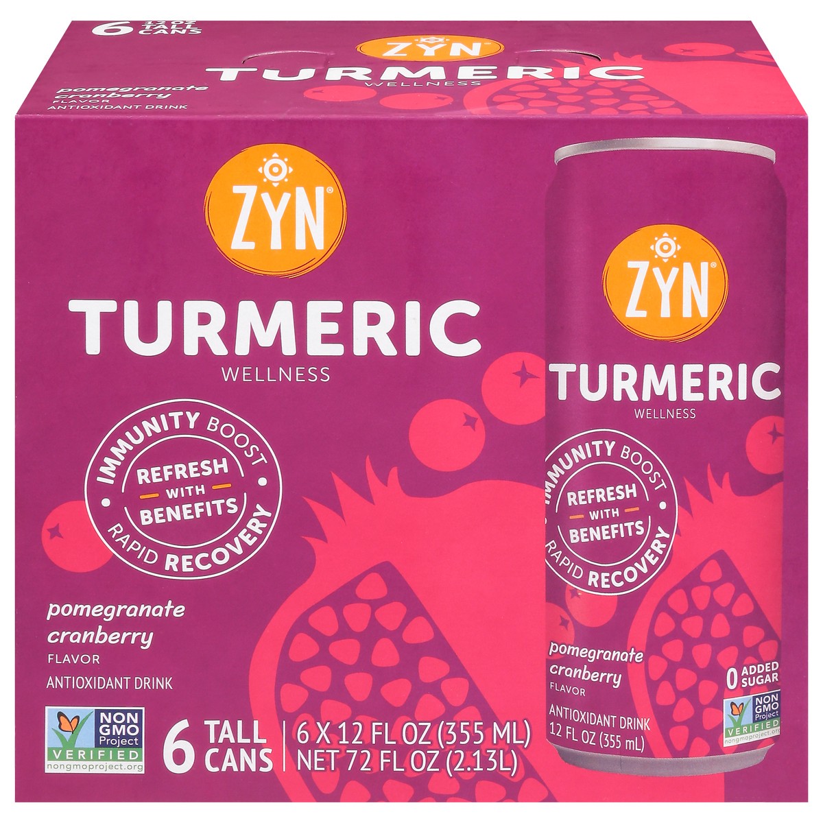 slide 3 of 13, Zyn Pomegranate Cranberry Flavor Turmeric Wellness Antioxidant Drinks, 6 ct